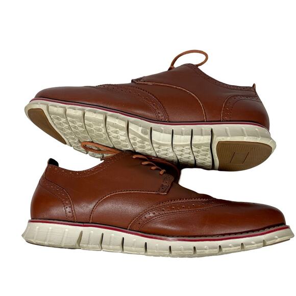 LAOKS Men's Brown Leather Wingtip Oxford Hybrid Dress Shoe Sz 10.5 Lace-Up - Picture 7 of 15